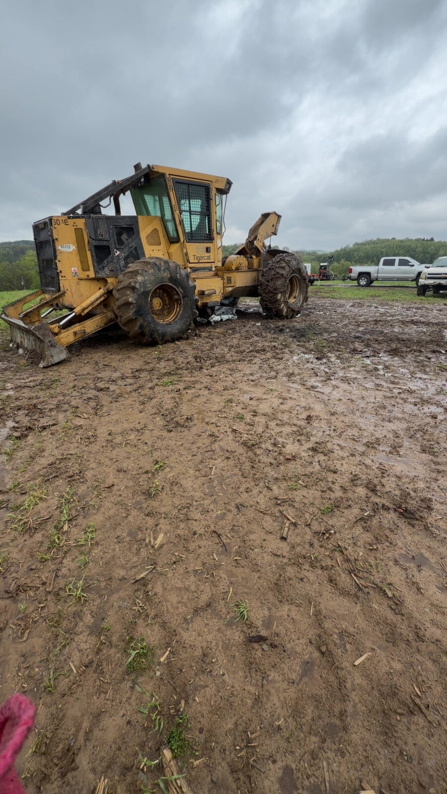 Heavy equipment skidder ready for pressure washing